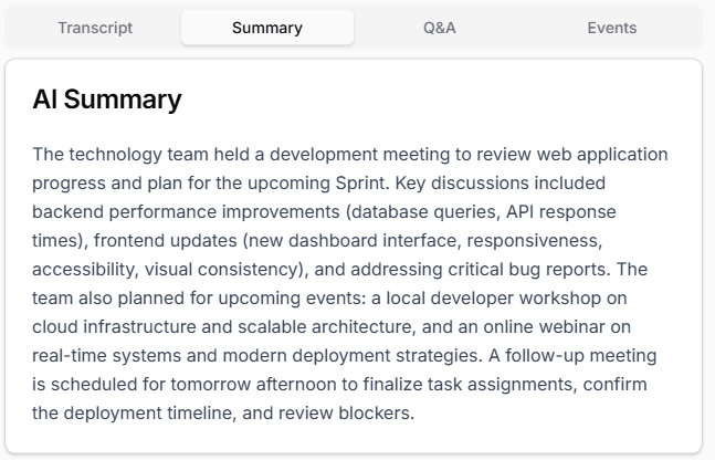 Summaries & Highlights & Event detect